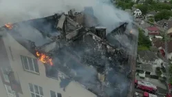 Incendiu la o mansardă din Durlești - imagini cu drona