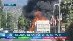 Incendio de camión en Ruta I-90-H en El Tambo