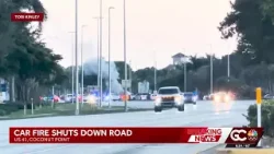 2 hospitalized after vehicle fire erupts on US-41 near Coconut Point in Lee County