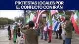 Cientos de personas se unen a las protestas locales por el conflicto con Irán.  | FOX 7 Español