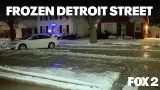 Detroit water main break leaves street frozen Detroit water main break leaves street frozen
