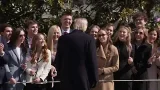 President Trump greets supporters outside White House before heading to Texas GOP Senate event