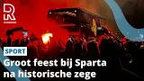 Spelersbus Sparta onthaald door uitzinnige supporters op Het Kasteel | Rijnmond