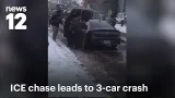 Van chased by ICE agents crashes into Uber carrying 3 kids to school in NJ | News 12