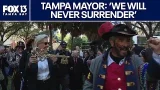 Gasparilla pirates storm city hall, mayor refuses to hand over keys