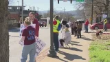 Demonstrators in Fayetteville call for an end to violence in Iran