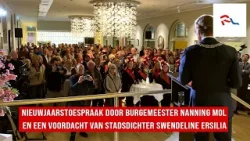 Nieuwjaarstoespraak burgemeester Nanning Mol en een voordracht van stadsdichter Swendeline Ersilia.
